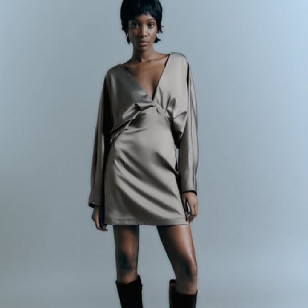 Zara Voluminous Satin Effect Dress Size Small